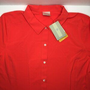 Nike Womens Dri-Fit Golf Shirt 251823-603 Coral Red 1/2 Sleeve Button Down XXL